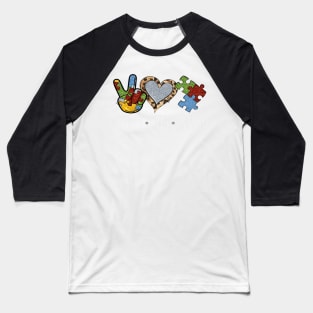 Peace Love Autism Awareness Baseball T-Shirt